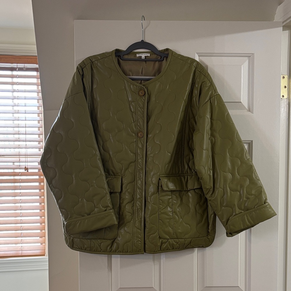 Women's Olive Quilted Puffer Jacket